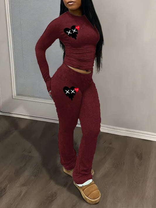Fashionable Y2K Style Heart Print Set SS69