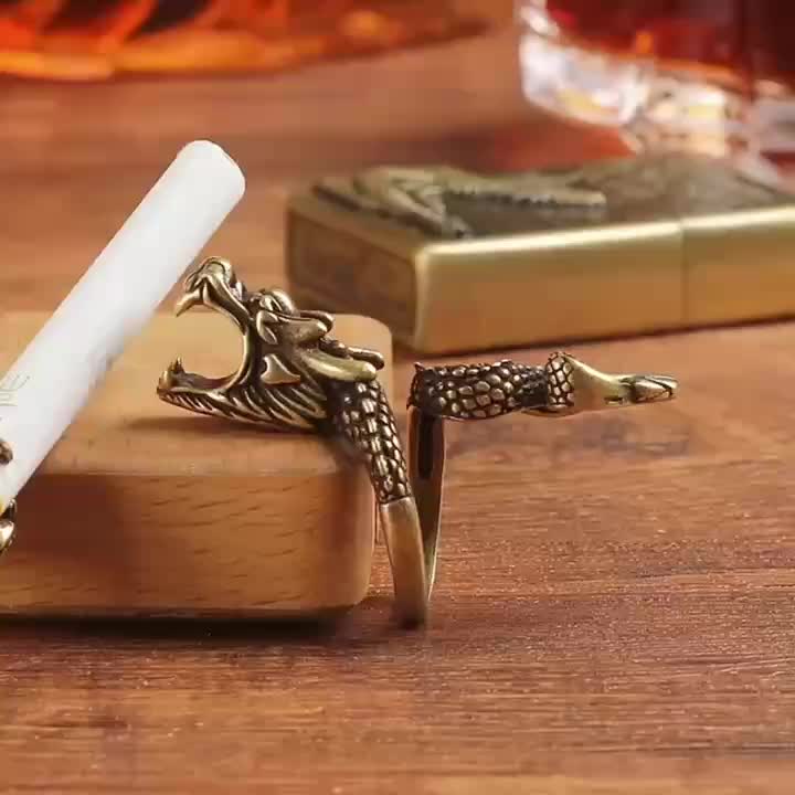 1 Stylish Dragon Design Cigarette Holder Ring - High Quality Metal, Unique Dragon Grip, Accessories for Smoking Lovers to Enhance Smoking SS69