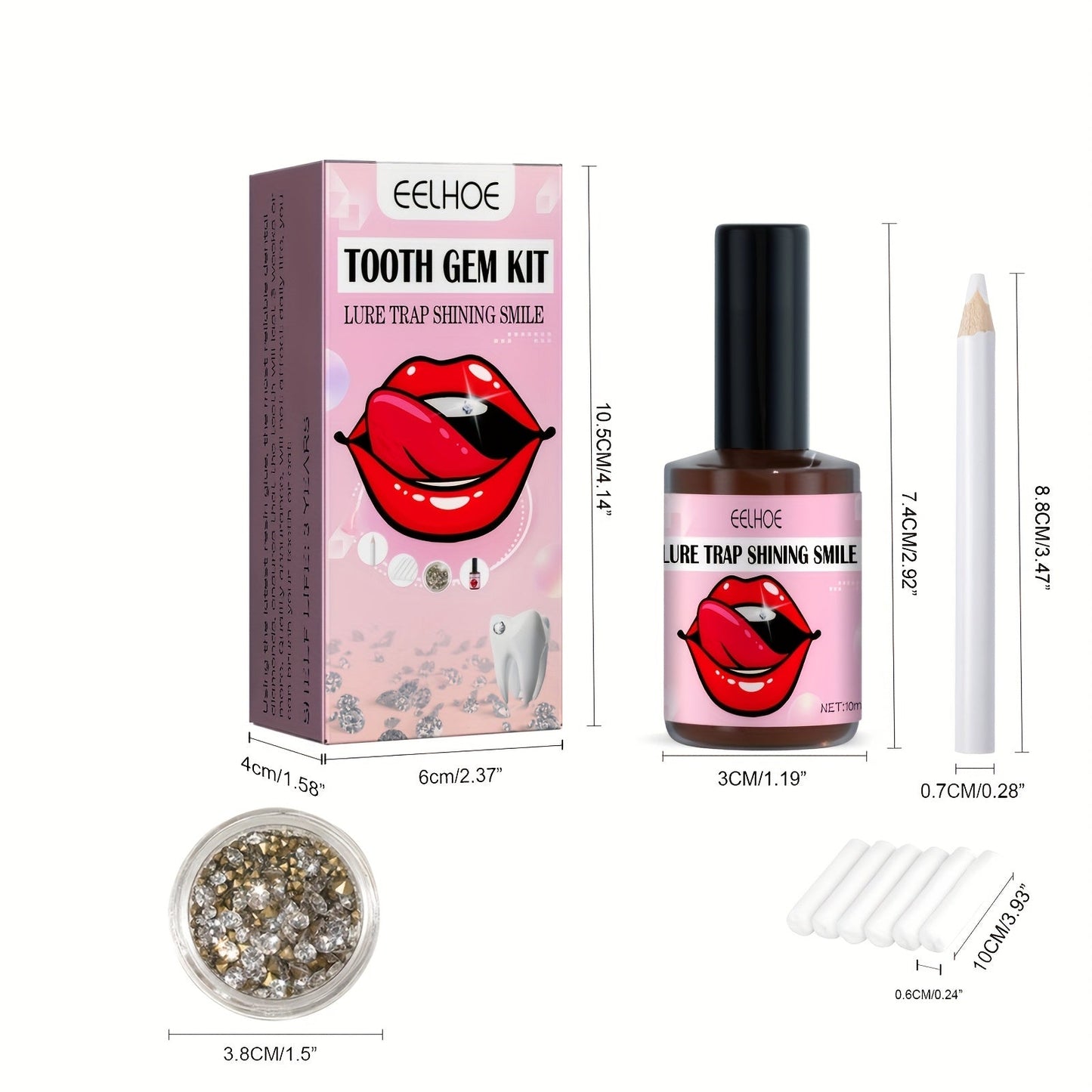 Crystal Tooth Diamond Kit with Glue And Curing Light - Easy to Install And Remove, Shiny Hip Hop Style Tooth Jewelry Stickers, A Choice Of Stones In A Variety Of Shapes, Perfect for Parties And Music Festivals SS69