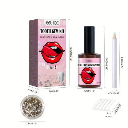 Crystal Tooth Diamond Kit with Glue And Curing Light - Easy to Install And Remove, Shiny Hip Hop Style Tooth Jewelry Stickers, A Choice Of Stones In A Variety Of Shapes, Perfect for Parties And Music Festivals SS69
