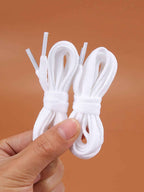 2 Pairs/4pcs of Solid Color Double-Layer 120 Cm Shoelaces, Versatile for Use with Sneakers, Flats, Canvas Shoes, Casual Shoes, And White Shoes for Both Men And Women, Without Battery