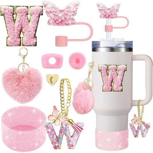 8pcs Cup Accessories for Cup 30oz 40oz Includes Butterfly Straw Cover Cap Silicone Boot Alphabet Handle Charm Initials Sticker 2pcs Spill Proof Stopper Heart Hook Love Plush Ball, Best for Christmas, Perfect for Thanksgiving SS69 15.69 W