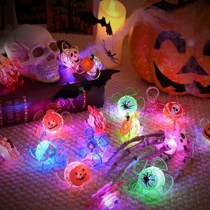 10/20/50pcs Ghost Fashion Halloween Glowing Ring, Pumpkin Skull Spider Web Bat Design, Horror Prop Supplies, Halloween Decoration, Festival Ring Design, Gift, Ring Packs. SS69
