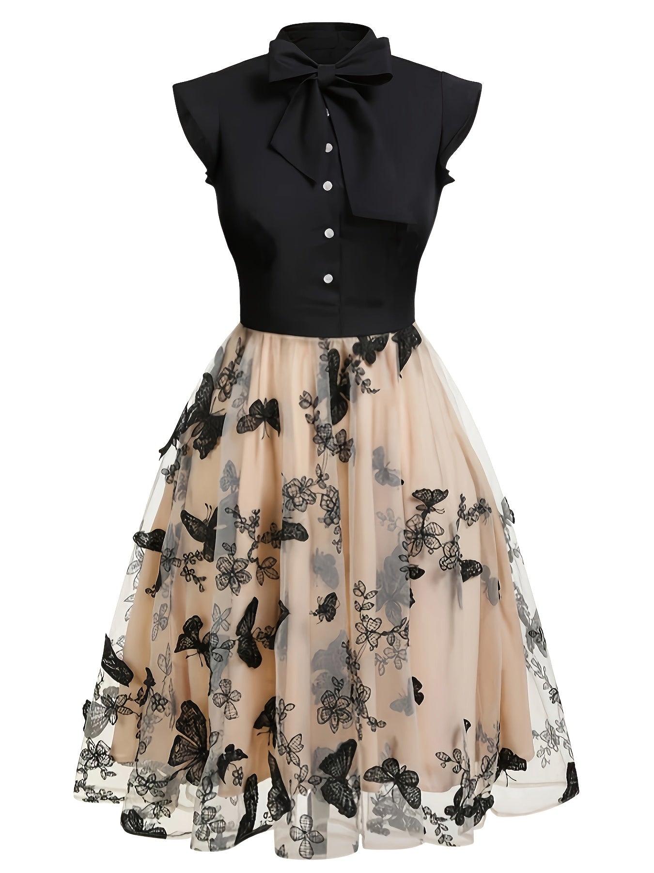 Black 1950s Butterfly Patchwork Classic Clothing SS69