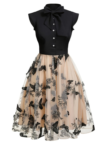 Black 1950s Butterfly Patchwork Classic Clothing SS69