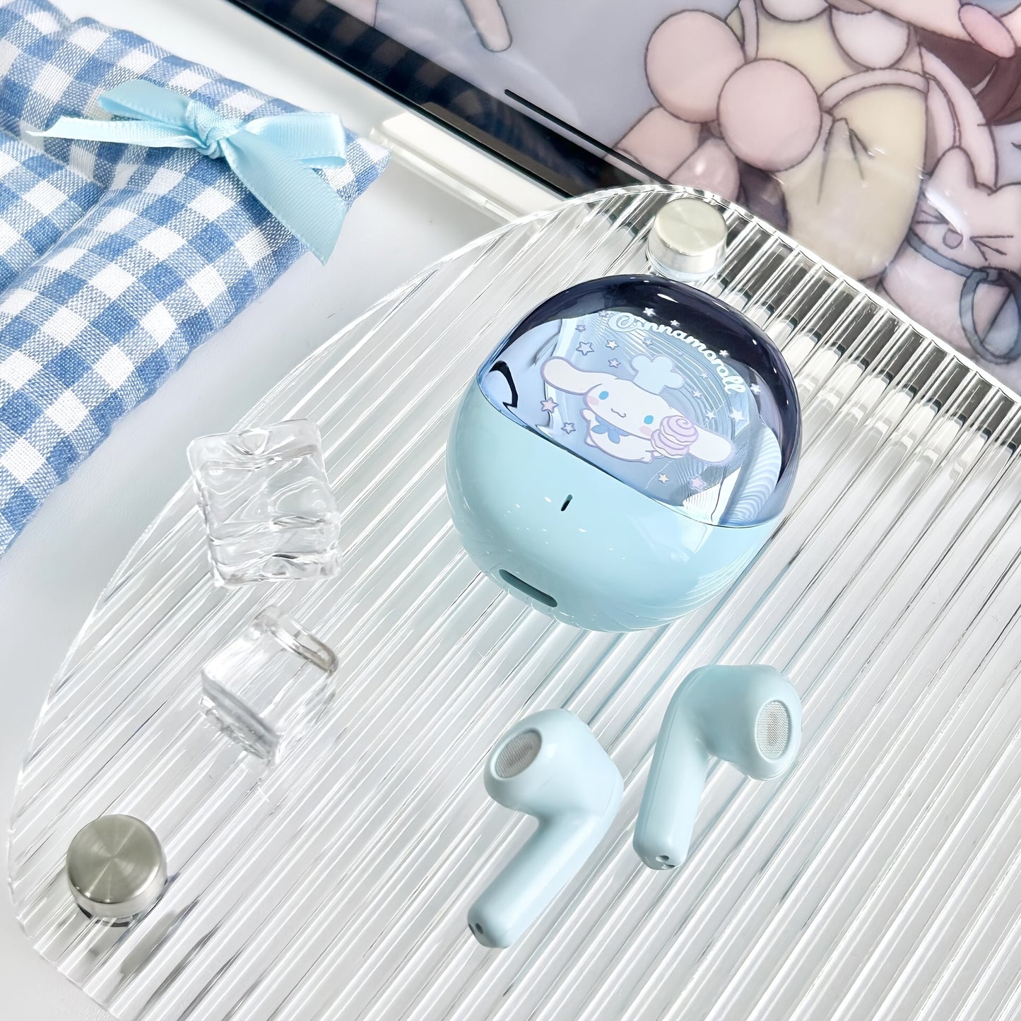 [Cute Kuromi Headphones] Sanrio Melody Kuromi Big Eared Dog Wireless Headphones - 3 Different Styles Available Cute Design with Battery Display Game Earplugs Unique Style Convenient for Carrying Smart Calls Suitable for Daily - SS69