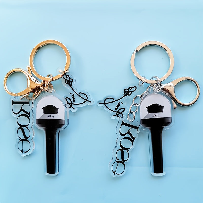 KPOP Rose Lightstick Keychain Acrylic Double-sided Transparent Bag Key Pendant Accessories Creative Star Peripheral SS69