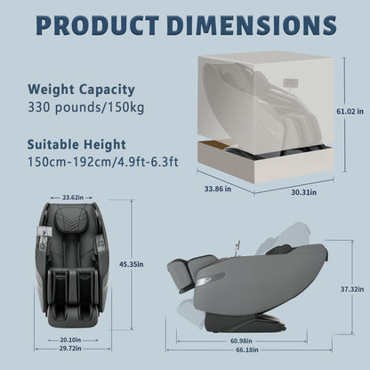 3D Massage Chair Full Body Zero Gravity Recliner - with Heated Heat, 12 Auto Massage Modes, Shiatsu Foot Massage, with 55" SL Track, 28 Airbags Massage, Foot Roller SS69