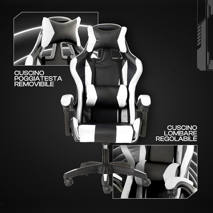 Baroni Home Gaming Chair, Ergonomic Office Chair with Adjustable Backrest, Headrest And Lumbar Support SS69