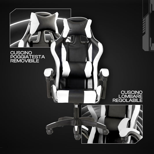 Baroni Home Gaming Chair, Ergonomic Office Chair with Adjustable Backrest, Headrest And Lumbar Support SS69