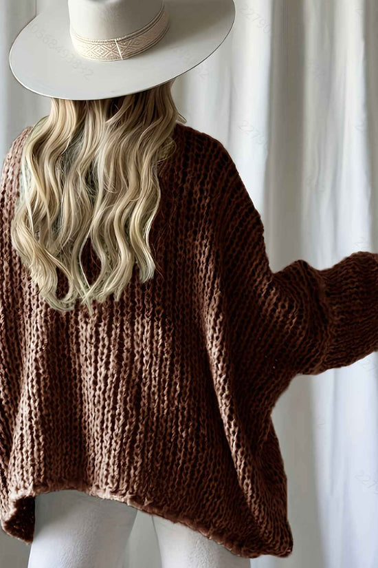 Plus Size, Women's Plus Size Oversized V-Neck Sweater - Winter Warm Solid Color Pullover, Elegant Casual Loose Fit Sweaters for Fall/Winter Layering, Hand Washable Cozy Blouse