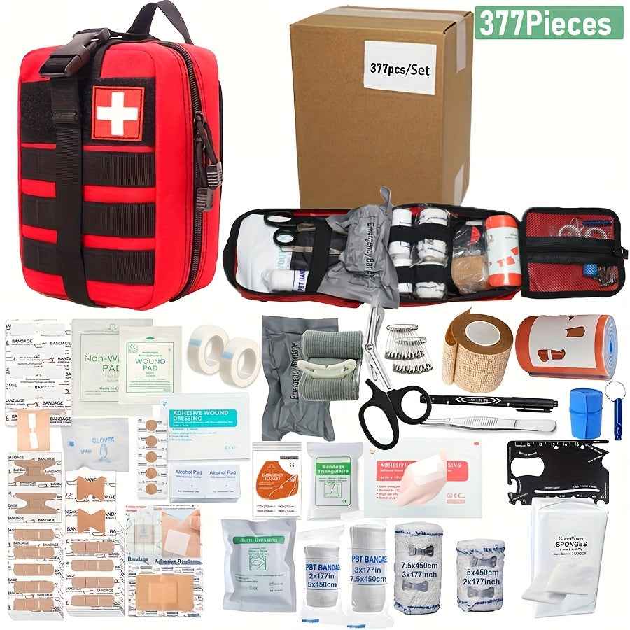 377pcs Survival Kit, Outdoor, Adventure Travel, Home, Camping, Sports, Office, Car, School First Aid Equipment Tools, Men'S Gift, Women'S Gift