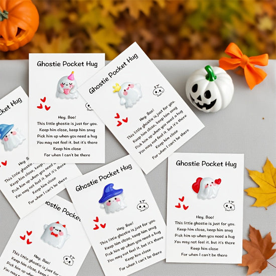 40pcs Halloween Cards with Pocket Hug - Cute Ghosts, Bats, Pumpkins - Spooky Cute Party Decorations, Birthday & Wedding Greeting Cards - Includes Hug Pocket for Easy Storage - Perfect for Halloween Party Favors, Gifts for Fam SS69