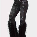 Denim Ripped Design Pearl Embellished Jeans