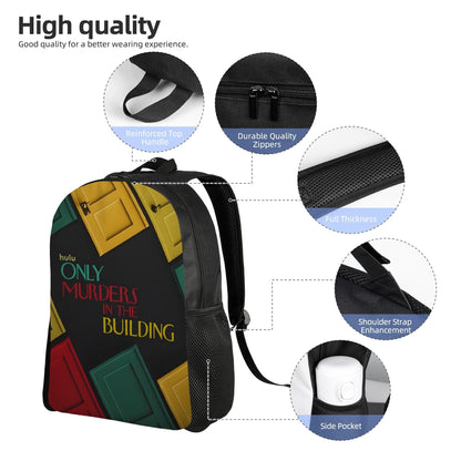 1pc Only Murders in the Building Bookbag - Retro Washable Lightweight Daypack with Vibrant Colorful Design, Durable Zipper Closure & Multiple Compartments for School, Work, Travel - Perfect Gift for High School Students, Back SS69