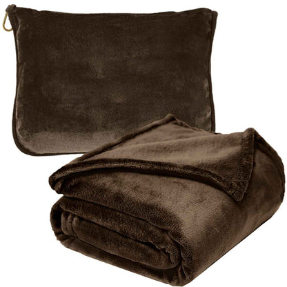 Travel Blanket and Pillow - Ultra-Soft, Compact & Lightweight, 65x40 Inches, with Carry Case, Luggage Sleeve & Backpack Clip for Airplane Comfort