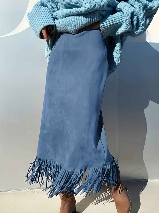 Plus Size, Women's Plus Size Elegant Bell Skirt with Fringe Hem - Full-Length Flowing Skirts for Fall/Winter, Machine Washable Solid Color Dress, Casual to Dressy Outfits (Office Wedding Party Wear) - Comfortable Fit & Year-R