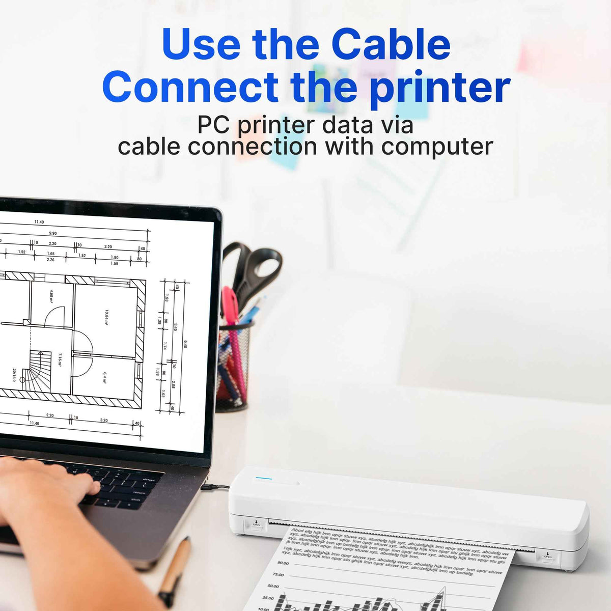 Portable Printer Wireless For Travel, Thermal Printer Inkless, Small Compact Printer Support Folding Paper/rolling/tattoo paper, Work With Laptop Phone And Pad