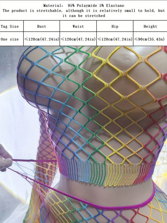 1pc Women's Sexy Plus Size Cover Up - Long Sleeve One-Shoulder Bodycon Beach Dress, Stretchy Fishnet Fabric for Poolside, Vacation, Club Outfits - Sexy Clubwear Without Bikini Needed, Poolside Coverup, Offshoulder Design, Hig SS69