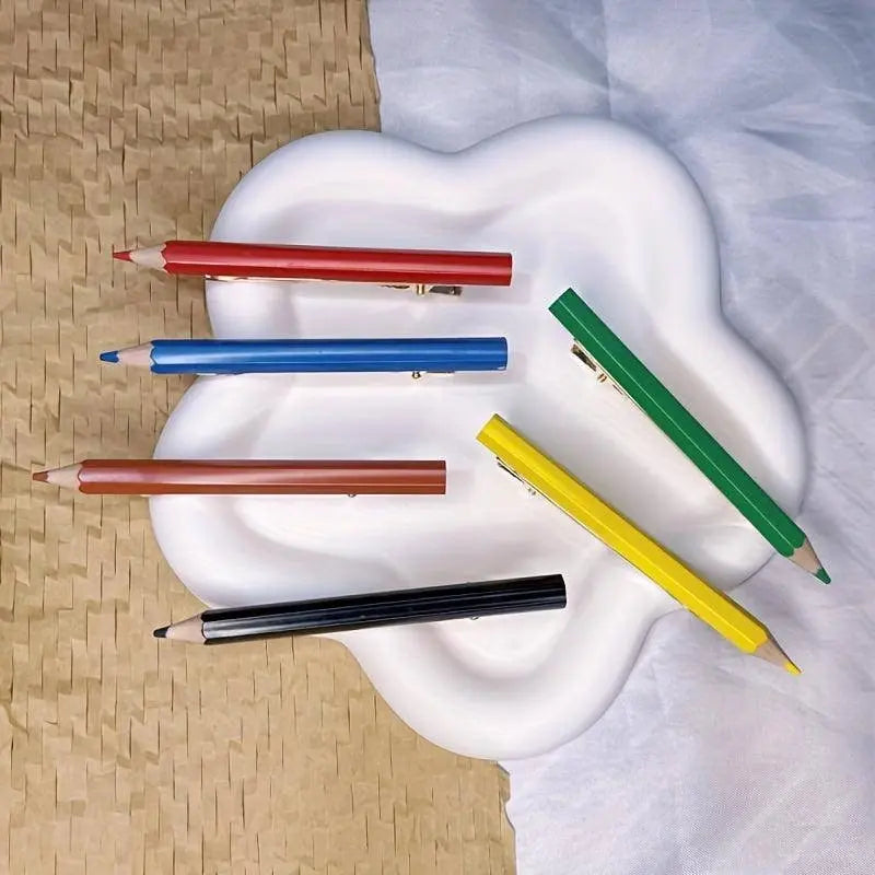 6pcs/set Colorful Pencil Shaped Hair Clips Hair Side Clips Trendy Hair Barrettes For Women And daily uses Daily Wear SS69