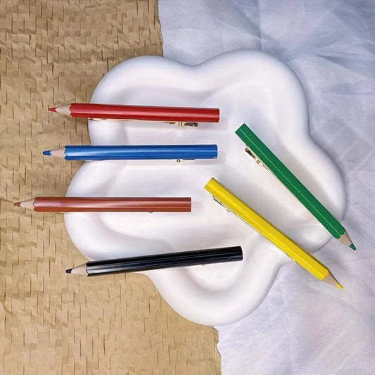 6pcs/set Colorful Pencil Shaped Hair Clips Hair Side Clips Trendy Hair Barrettes For Women And daily uses Daily Wear SS69