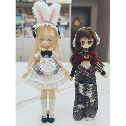 1/12 BJD Dolls Blind Box | Kawaii MJD BJD Dolls High School Campus Series 1/12 Ball Jointed Doll Collectable Action Figure for Girls Birthday Party Gift Toys, Mixed Color Rubber Material