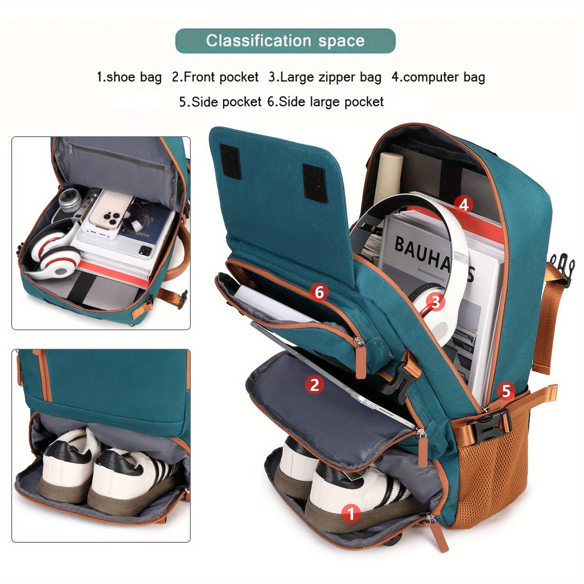 Large Capacity Laptop Backpack Compatible for 16-Inch Notebooks - Lightweight Soft Travel Hiking Bookbag with Adjustable Straps, Padded Back & Practical Pockets - Unisex Computer Backpack for, s, College ()