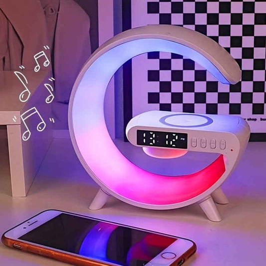 RGB Night Light with 256 Color Changes Fast Wireless Charging Phone Bedside Lamp Ambient Lighting Bluetooth Speaker Alarm Simulation Clock Timer Desktop Decor Smart Home for Samsung for iPhone 17 AirPods Sunrise Simulation Fu