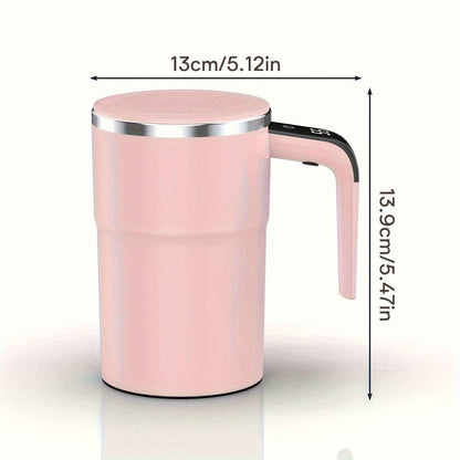 PANCERKA Self Stirring Mug, Auto Magnetic Coffee Mug with LED Display Temperature, Rechargeable Automatic Stirring Mug, 12oz Self Mixing Cup with Lid to Stir Coffee Mixed Milk at Desk Use