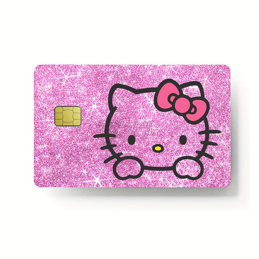 1 set of 2 HelloKitty credit card stickers, Silvery Laser self-adhesive black Kuromi PVC card stickers, bus card stickers, stored value card skin stickers SS69