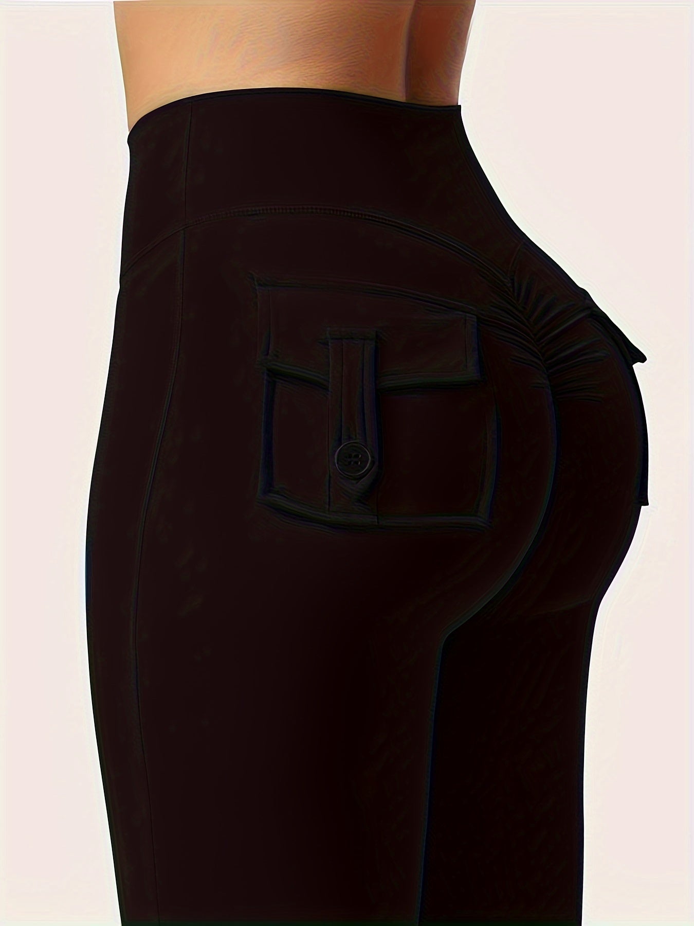 Full Of Elasticity Slim Fit Women's Pocket Yoga Pants - High Waist, Wide Legs, Solid Color, With Phone Pocket - SS69