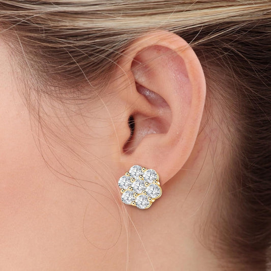 Moissanite Earrings, 4.2 Carat D Color VVS1 Flower Cut Diamond Moissanite Earrings, 925 Sterling Silvery Earrings, 18K White Gold Plated Fine Jewelry Earrings SS69