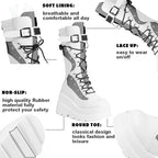 Goth Platform Mid-Calf Boots with Chunky Wedge Heel