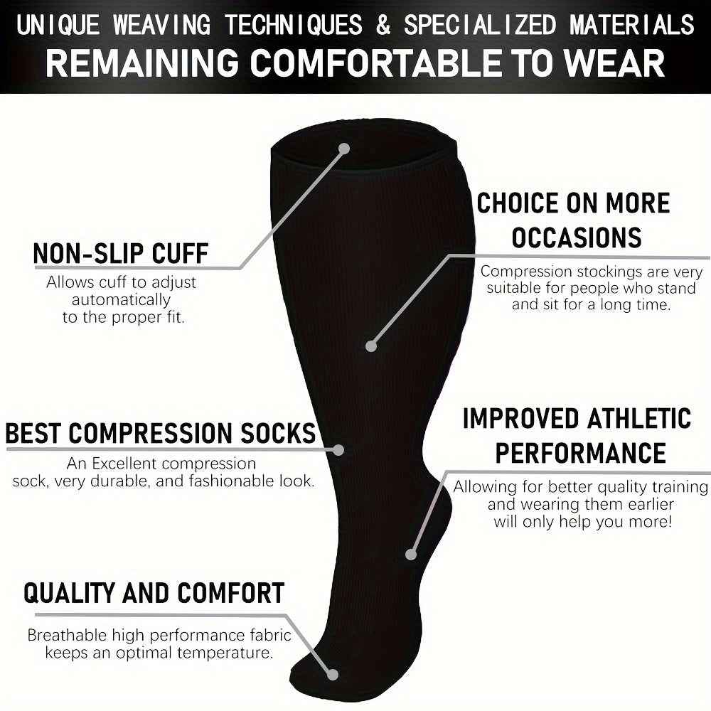 8 Pairs Plus Size Compression Socks for Women Men Compression Socks Wide Calf Sock Knee High Length Support de compresión para mujer for Work Leg Long Compression Stockings Travel Beat Rated
