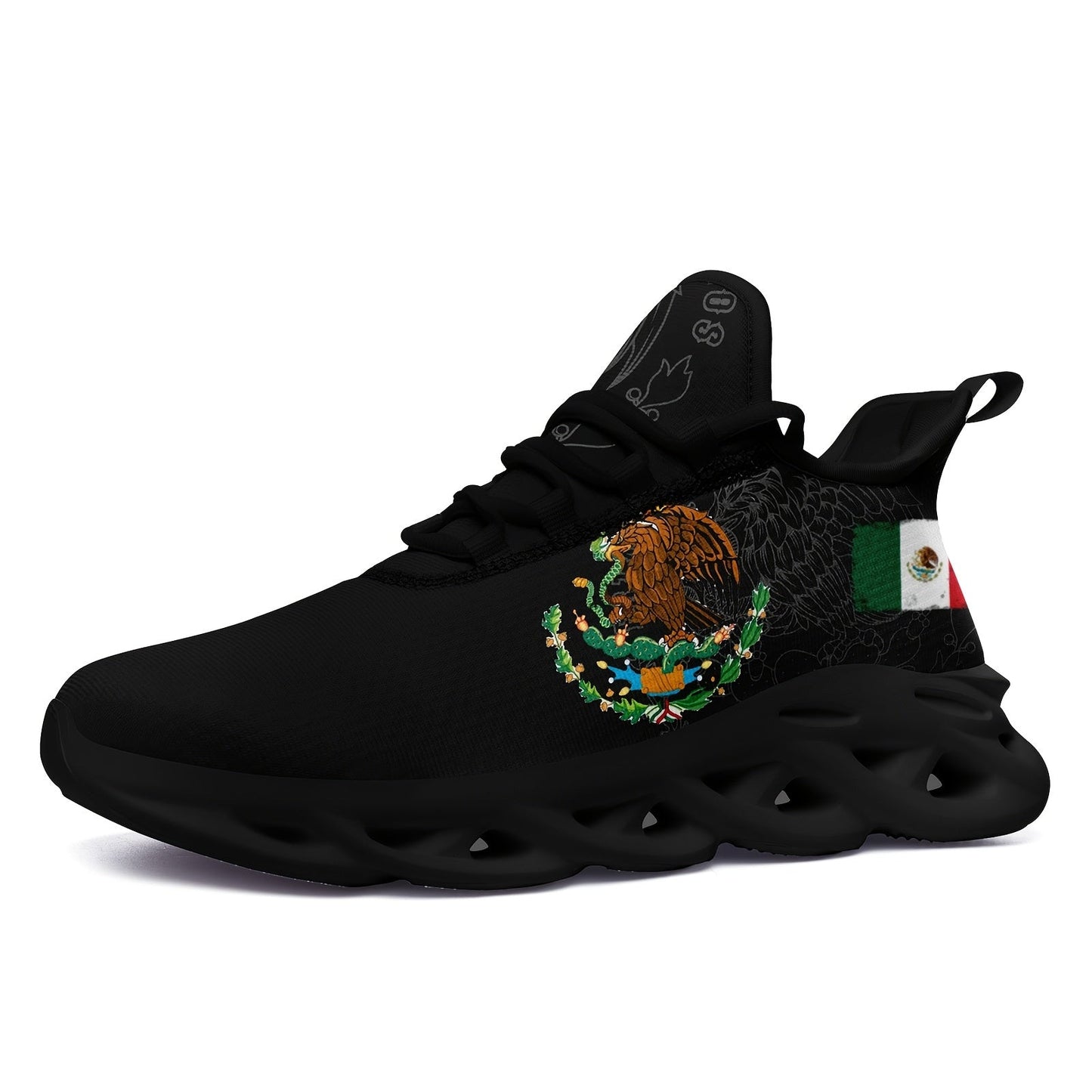 Women'S Mexico Flag Low Top Sneakers - Breathable Fabric with EVA Sole, Slip-On Casual Running Shoes, Fashionable Daily Wear Shoes for Casual Attire, Casual Sneakers | Stylish Low Top Sneakers | Comfortable Fabric Shoes SS69 35.69 Black / US 9.5