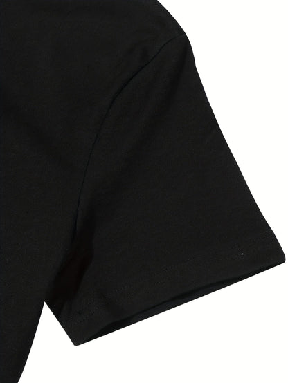 Anime Print Crew Neck T-Shirt, Casual Short Sleeve T-Shirt For Spring & Summer, Women's Clothing SS69