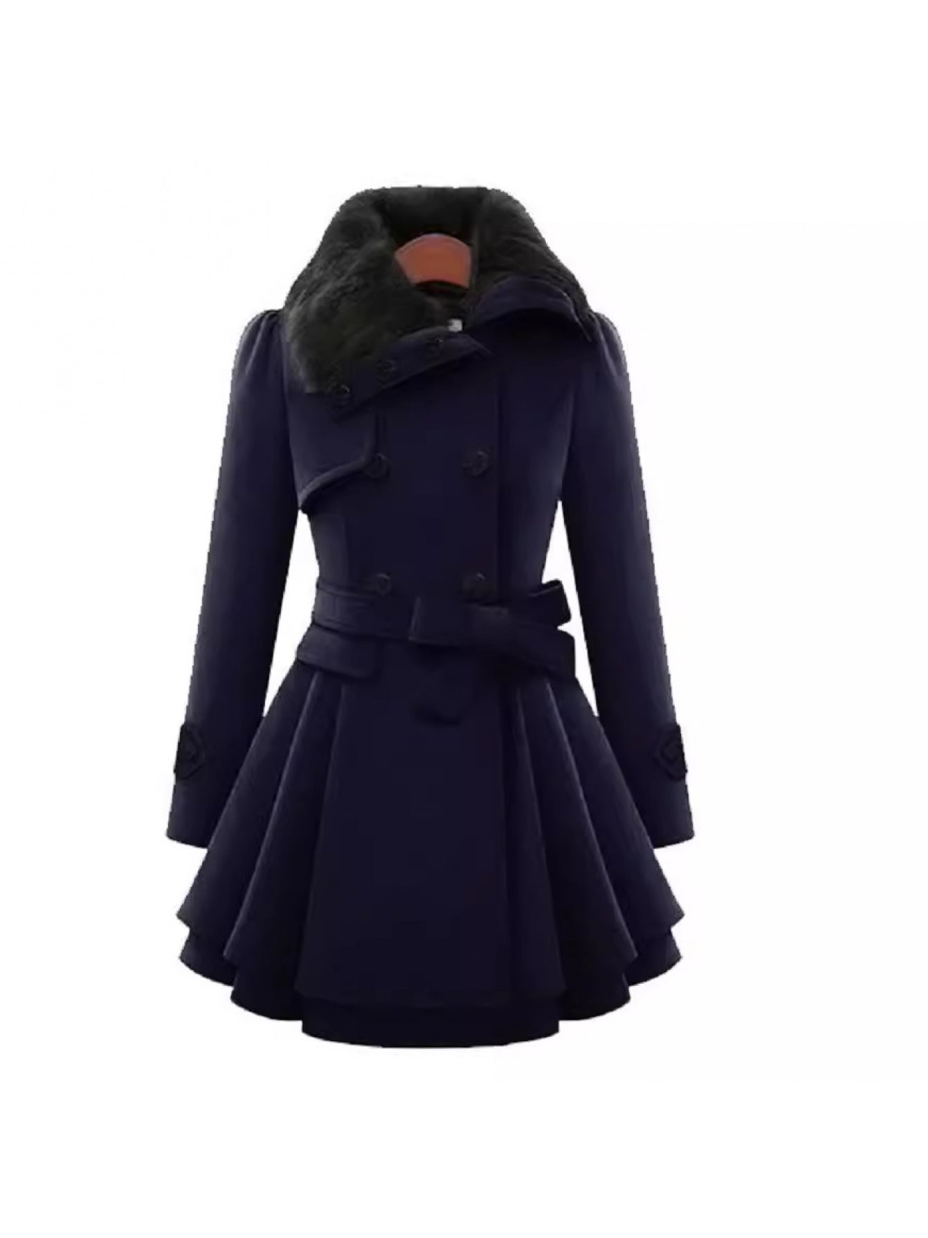Plus Size Women's Fleece Winter Coat with Lapel Collar