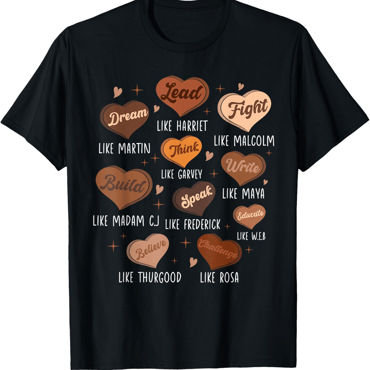 Black History Month Dream Like Martin African Leader Hearts T-Shirt Cotton Fun Design DIYMen's Soft Summer and winter breathable comfortable casual sports Halloween and Christmas gifts SS69 12.69 Black / XXXL