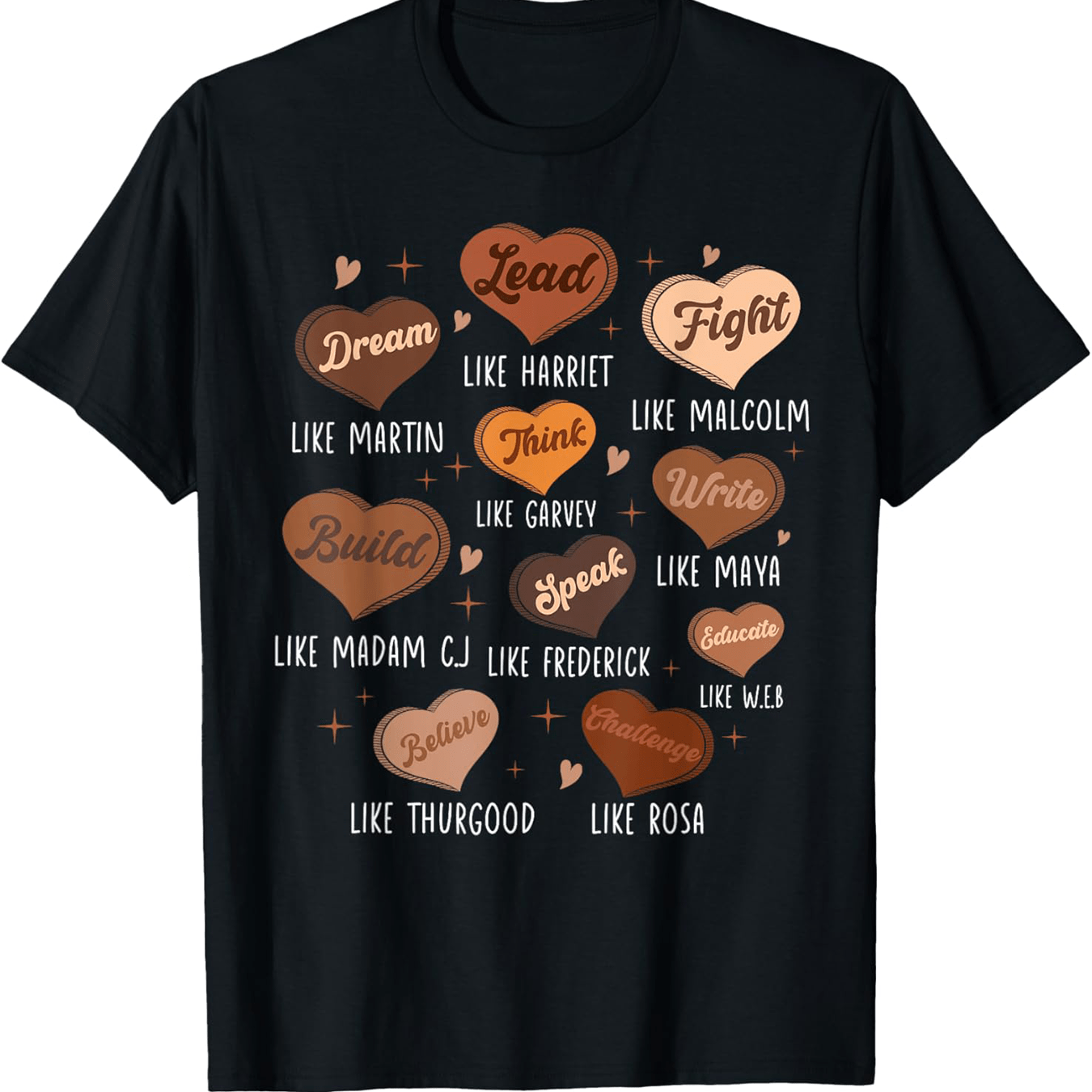 Black History Month Dream Like Martin African Leader Hearts T-Shirt Cotton Fun Design DIYMen's Soft Summer and winter breathable comfortable casual sports Halloween and Christmas gifts SS69 12.69 Black / XXXL