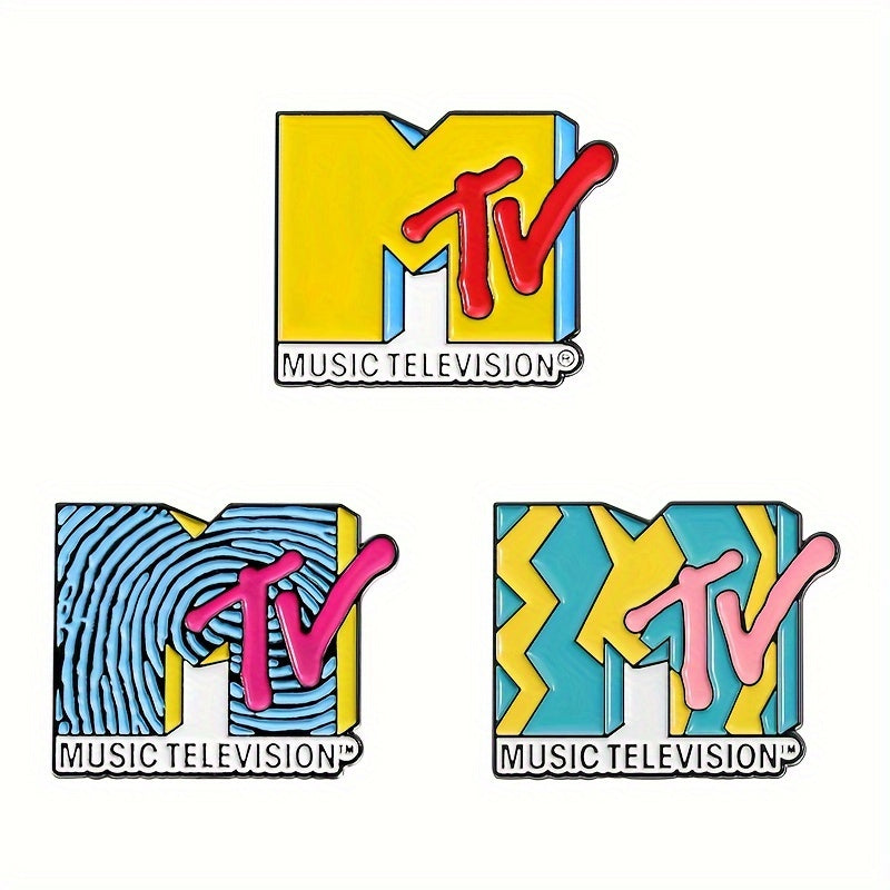 3pcs MTV Cartoon-Inspired Alloy Brooch Pins - Vibrant, Colorful Music Television Metal Badge Accessories, Cute and Versatile for Casual Attire SS69 6.69 TUTZ982-3