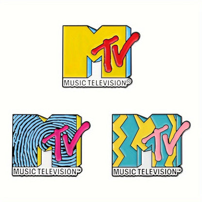 3pcs MTV Cartoon-Inspired Alloy Brooch Pins - Vibrant, Colorful Music Television Metal Badge Accessories, Cute and Versatile for Casual Attire SS69 6.69 TUTZ982-3