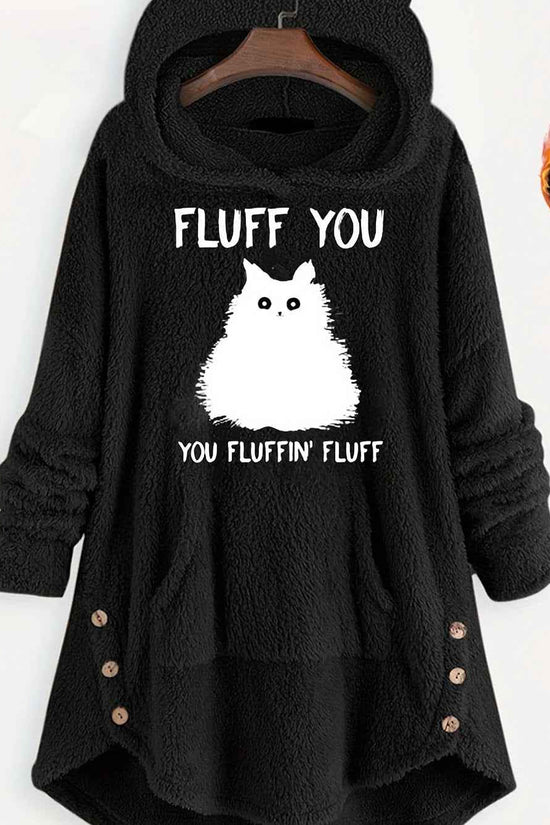 Plus Size, Plus Size Women's Autumn Winter -Lined Thickened Hooded Hand- Sweatshirt