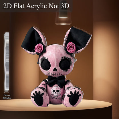 2D Flat, 1pc Gothic Mouse Plush Toy Acrylic Desktop Decor - 2D Print Skull & Rose Design, Black and Pink Style for Halloween Christmas Bar Cafe, 5.9"x 5.11", Friend's gift Idea, Bohemian Aesthetic Craftsmanship, 2D Flat, Chri SS69 13.69 A