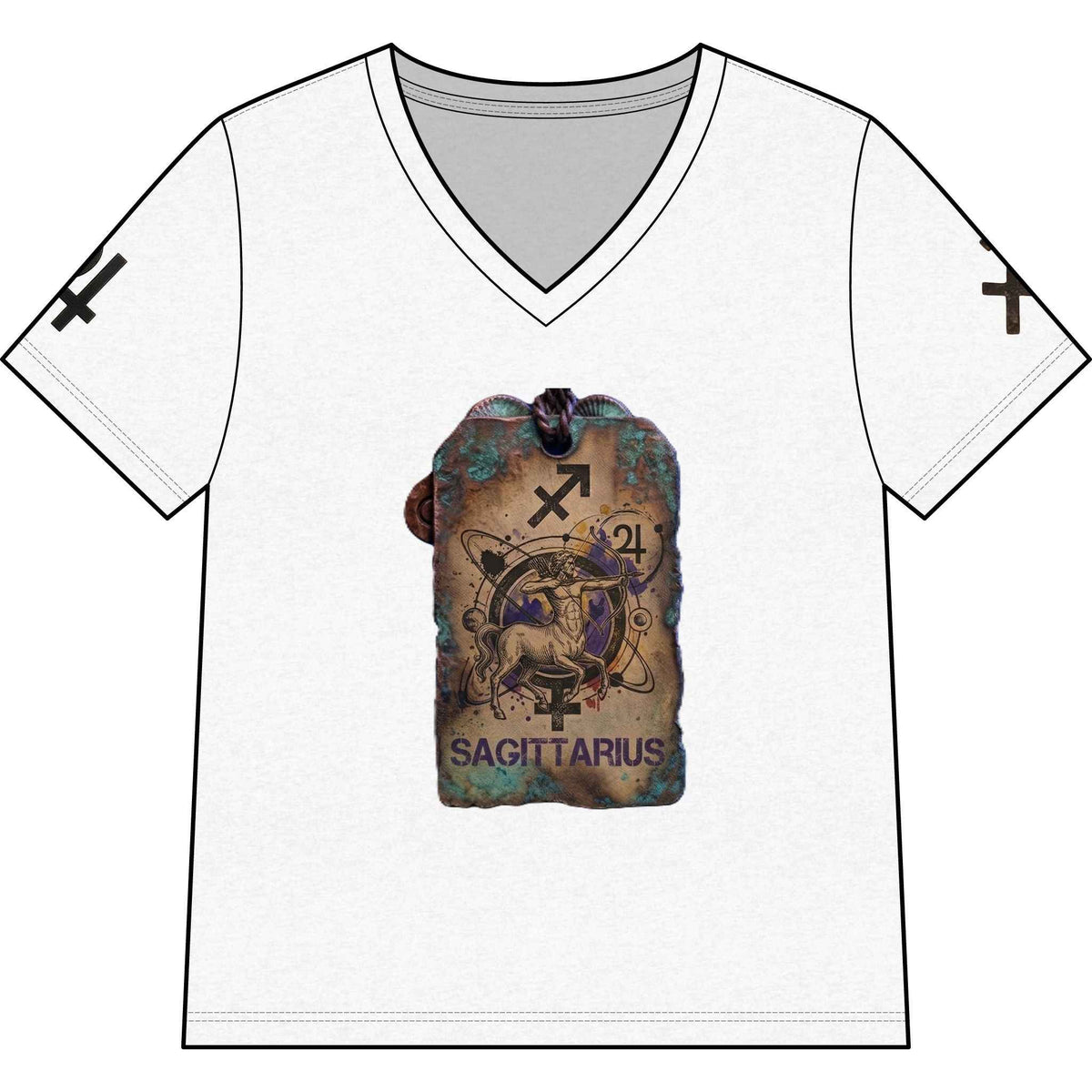 Sagittarius V-Neck Tee — Vintage Archer Zodiac Shirt