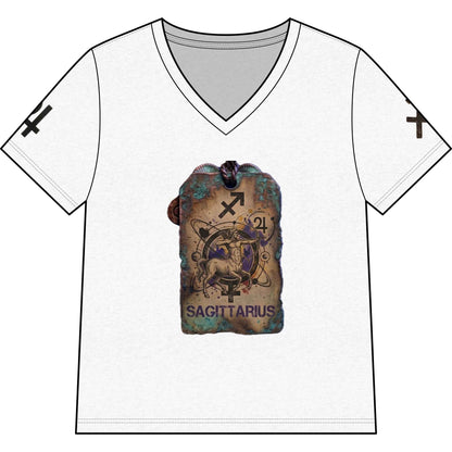 Sagittarius V-Neck Tee — Vintage Archer Zodiac Shirt
