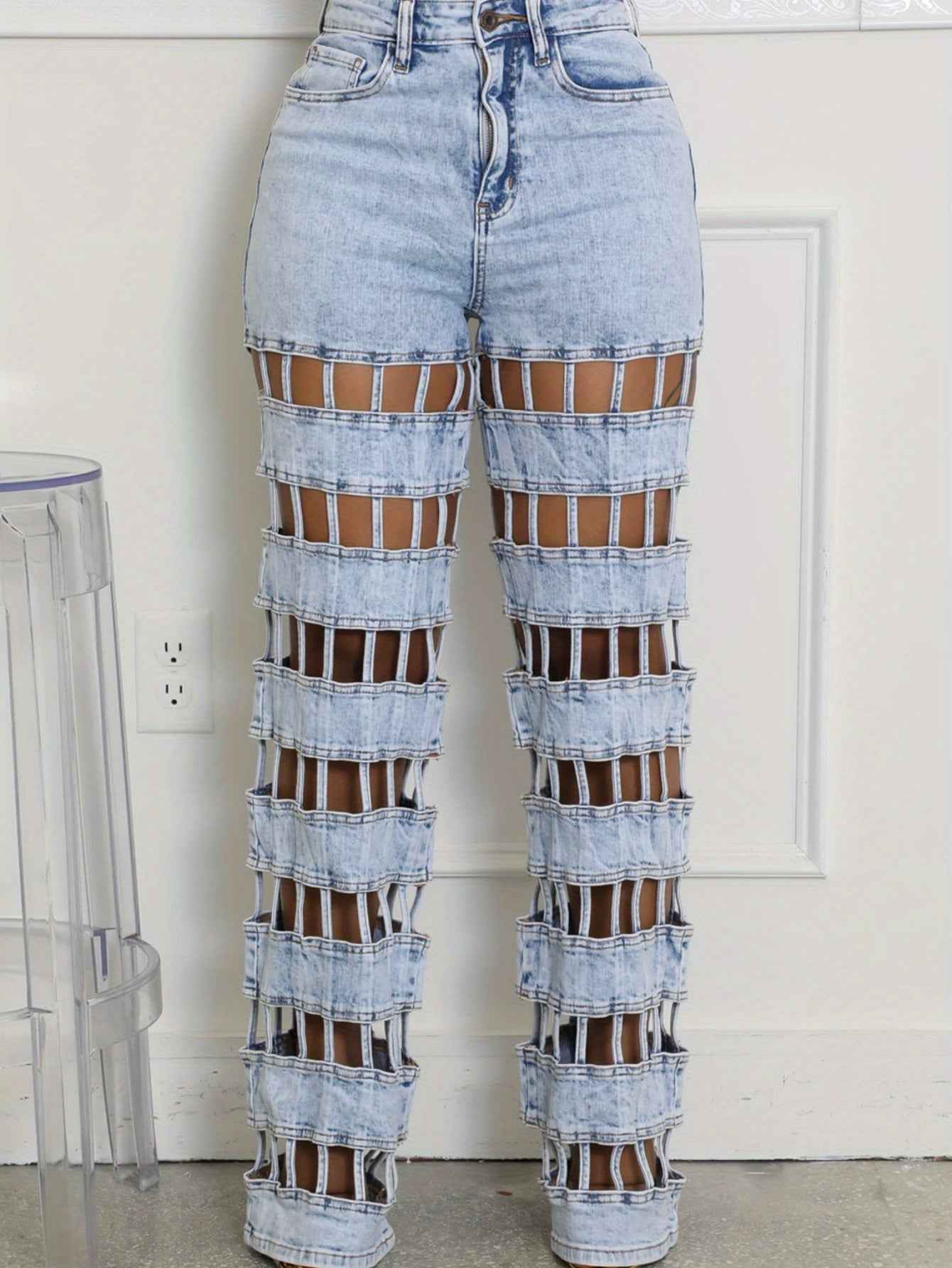 Plus Size - Plus Size - Women'S Plus Size High-Waisted Straight Leg Jeans - Non-Stretchy Structured Fit, Edgy Casual to Formal Pants for Everyday & Party Outfits - Spring/Fall/Summer Jeans for Women, Pair Of Jeans for Women P