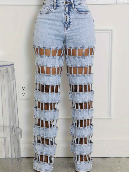 Plus Size - Plus Size - Women'S Plus Size High-Waisted Straight Leg Jeans - Non-Stretchy Structured Fit, Edgy Casual to Formal Pants for Everyday & Party Outfits - Spring/Fall/Summer Jeans for Women, Pair Of Jeans for Women P