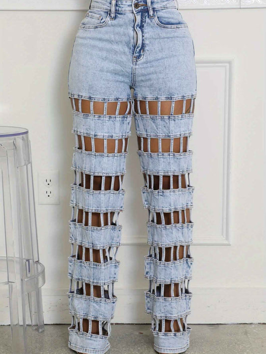 Plus Size - Plus Size - Women'S Plus Size High-Waisted Straight Leg Jeans - Non-Stretchy Structured Fit, Edgy Casual to Formal Pants for Everyday & Party Outfits - Spring/Fall/Summer Jeans for Women, Pair Of Jeans for Women P