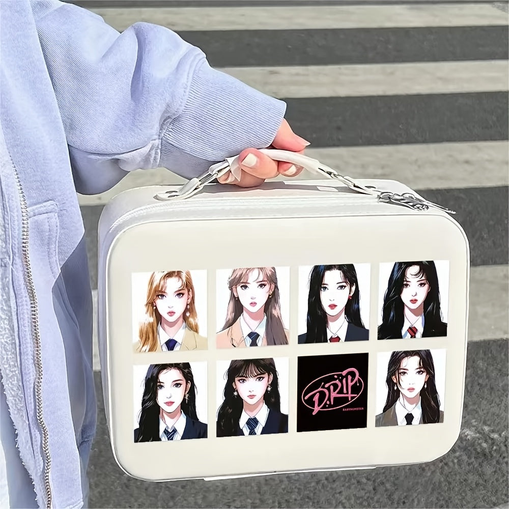 1 Roll of 500 Rectangle Glossy Paper Stickers, BABYMONSTER Hand-Painted, Single Use, with Kpop Girl Group Tablets Luggage Sealed Stickers, for Fans SS69