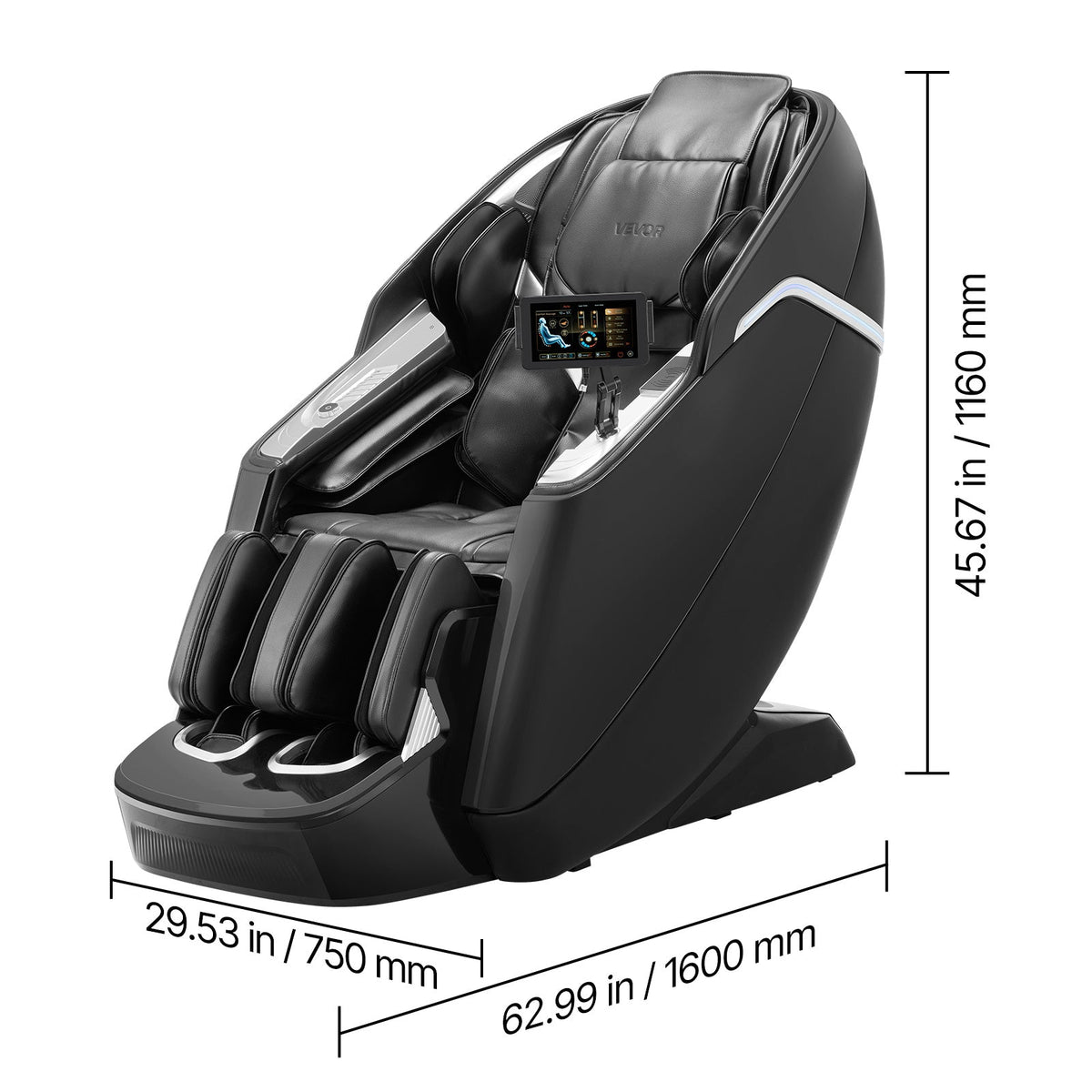 VEVOR Dual-Core 4D+3D Full Body Massage Chair, with Extended SL Track, Deep Yoga Stretch, Electric Extendable Footrest, TFT, AI Voice Control, Heat, Airbags, Armrest Controls, Wheels SS69